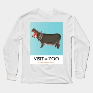 Visit the Zoo Hippo Train poster Long Sleeve T-Shirt